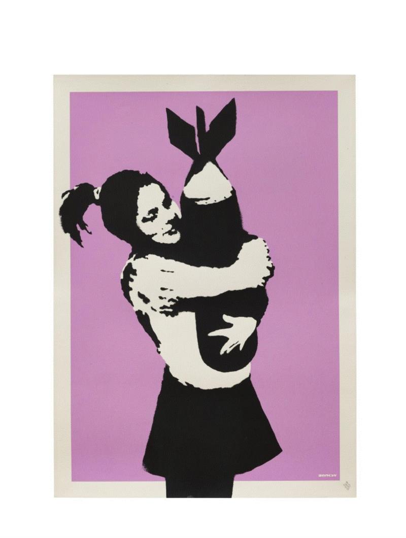 班克斯 BANKSY 《炸弹之爱》,春拍刚过，意犹未尽？当代网上专场开放竞投,网上,达米恩,赫斯特,草间弥生,尼泊尔,蘇富比,精选,油画,雕塑,版画