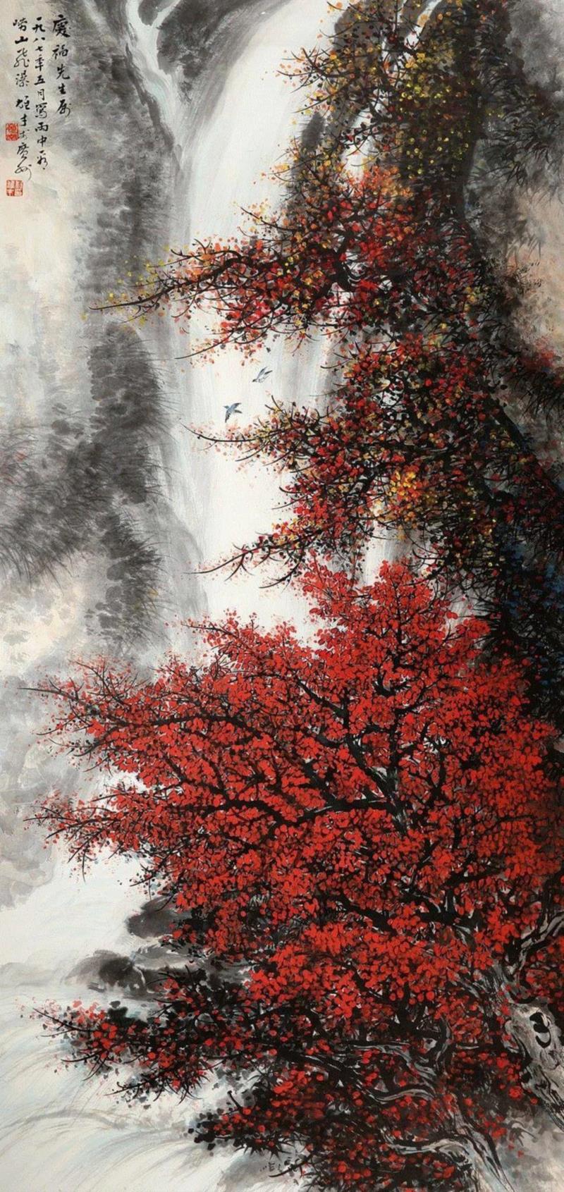 黎雄才?漫山红遍,敬华集粹丨名家珍藏与同一上款,敬华,名家,镜片,纸本,设色纸本,韩敏,行书,静安区,藏家,秦炳文