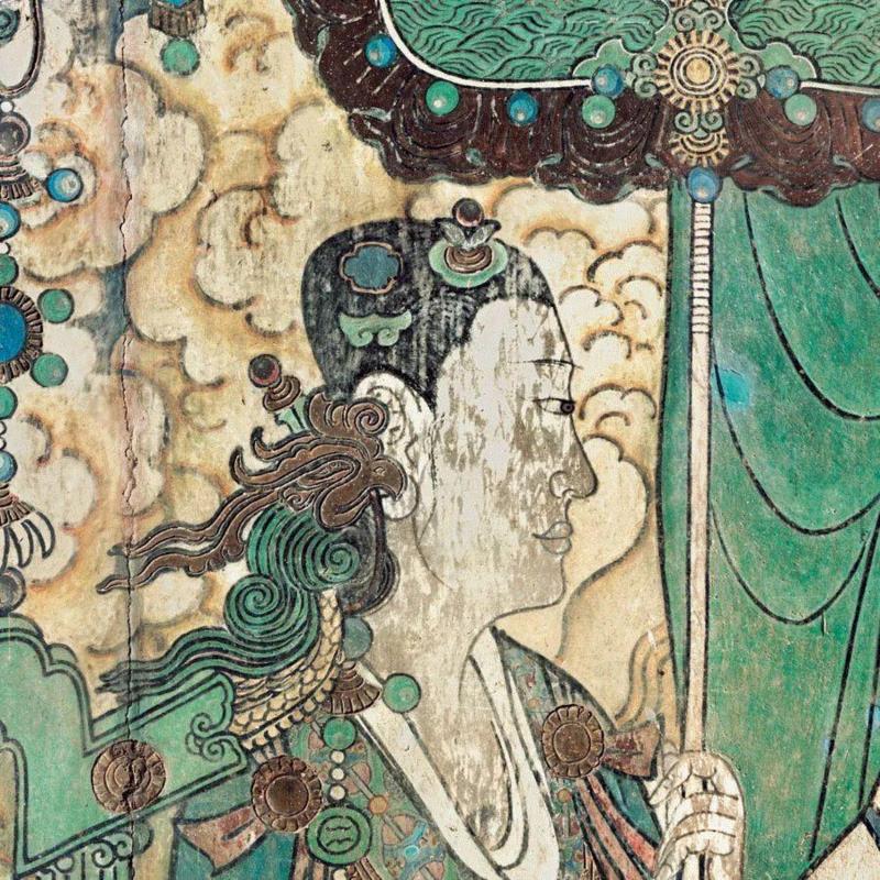 ▲ 执团扇玉女(金母左),永乐宫:恬静泰然,衣袂飘飘的玉女图谱,玉女,永乐宫,衣袂,图谱,壁画,人物,万寿宫,建筑,装束,团扇