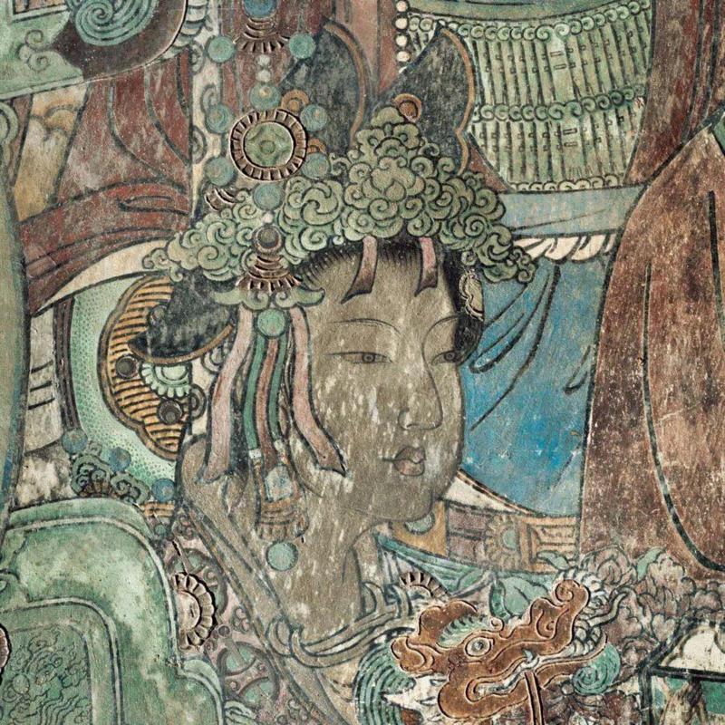 ▲ 簪花玉女(木公左),永乐宫:恬静泰然,衣袂飘飘的玉女图谱,玉女,永乐宫,衣袂,图谱,壁画,人物,万寿宫,建筑,装束,团扇