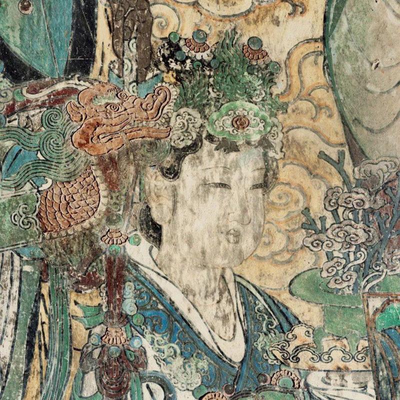 ▲ 灵芝玉女(勾陈左),永乐宫:恬静泰然,衣袂飘飘的玉女图谱,玉女,永乐宫,衣袂,图谱,壁画,人物,万寿宫,建筑,装束,团扇