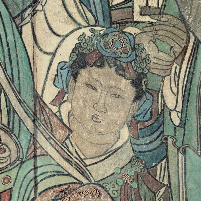 ▲ 玉女(救苦天尊左),永乐宫:恬静泰然,衣袂飘飘的玉女图谱,玉女,永乐宫,衣袂,图谱,壁画,人物,万寿宫,建筑,装束,团扇