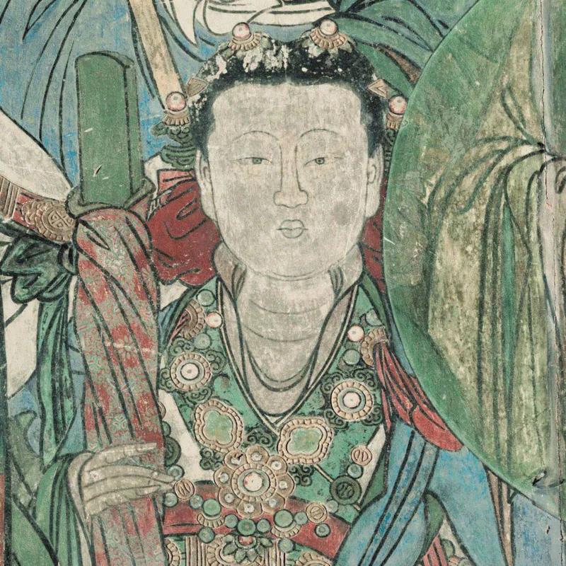 ▲ 古琴玉女(长生帝左),永乐宫:恬静泰然,衣袂飘飘的玉女图谱,玉女,永乐宫,衣袂,图谱,壁画,人物,万寿宫,建筑,装束,团扇