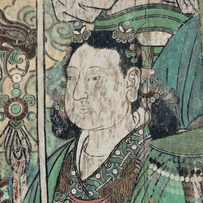 ▲ 双垂髻玉女(后土左),永乐宫:恬静泰然,衣袂飘飘的玉女图谱,玉女,永乐宫,衣袂,图谱,壁画,人物,万寿宫,建筑,装束,团扇