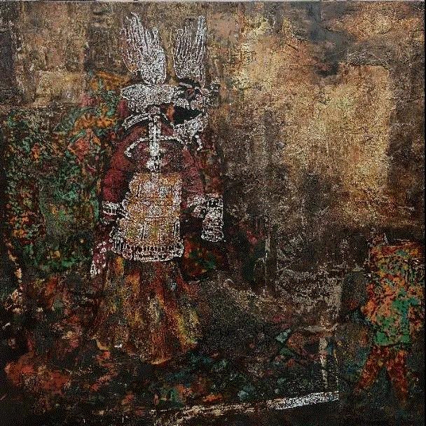蒋晓红 美人妆，板上漆画 120×120cm 2018,第3届独立品格提名展（宁波站） | 附获奖名单,品格,宁波站,名单,油画,材料,丙烯,纸本,水墨,底色,雕塑
