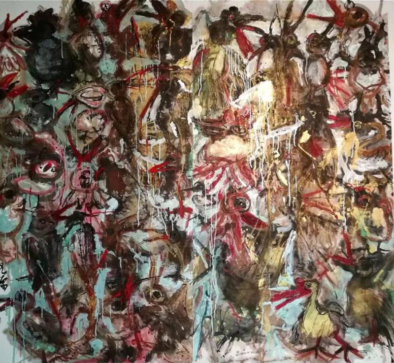王琛 文字的表情 纸本水墨 176×190cm 2018,第3届独立品格提名展（宁波站） | 附获奖名单,品格,宁波站,名单,油画,材料,丙烯,纸本,水墨,底色,雕塑