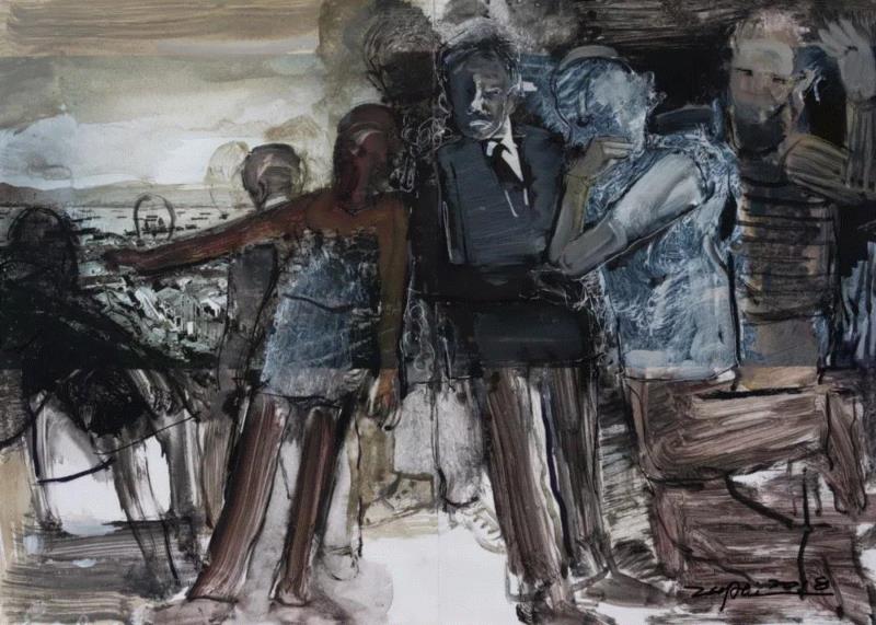于祖培 生存方式系列-30 纸本丙烯 37×51cm 2018,第3届独立品格提名展（宁波站） | 附获奖名单,品格,宁波站,名单,油画,材料,丙烯,纸本,水墨,底色,雕塑