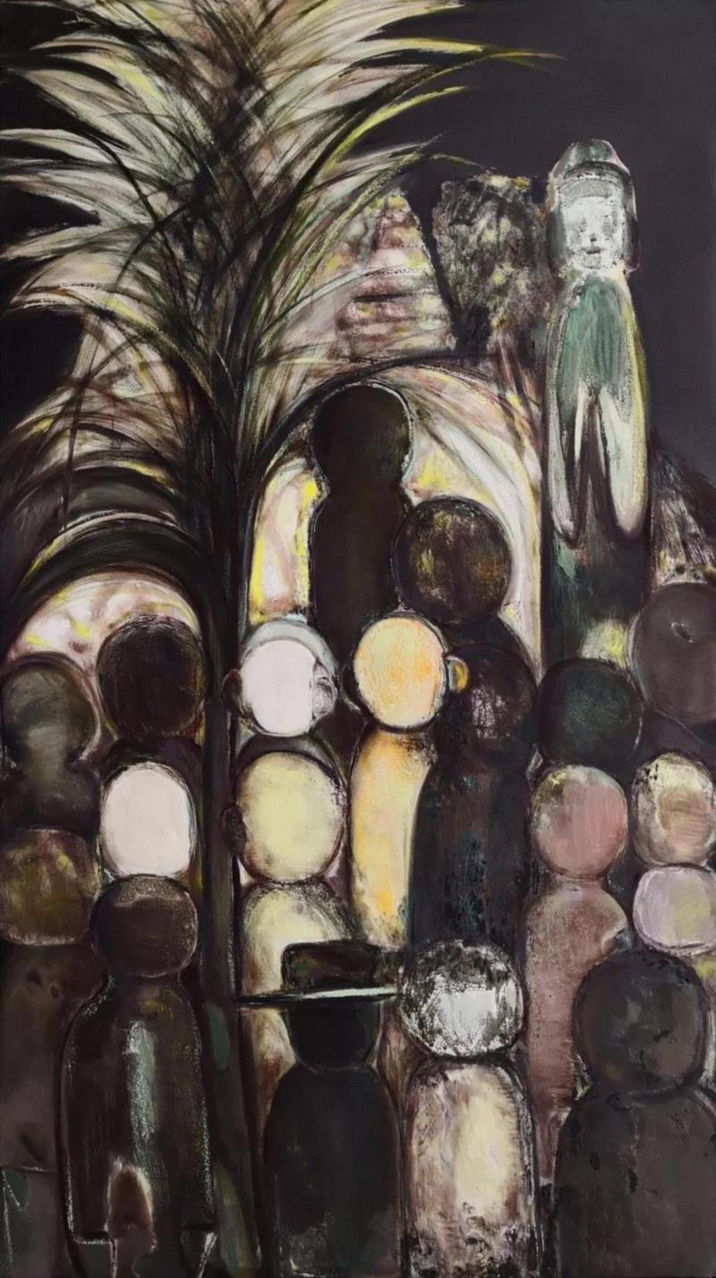陈玉廷 宣说 布面油画 90×160cm 2016,第3届独立品格提名展（宁波站） | 附获奖名单,品格,宁波站,名单,油画,材料,丙烯,纸本,水墨,底色,雕塑