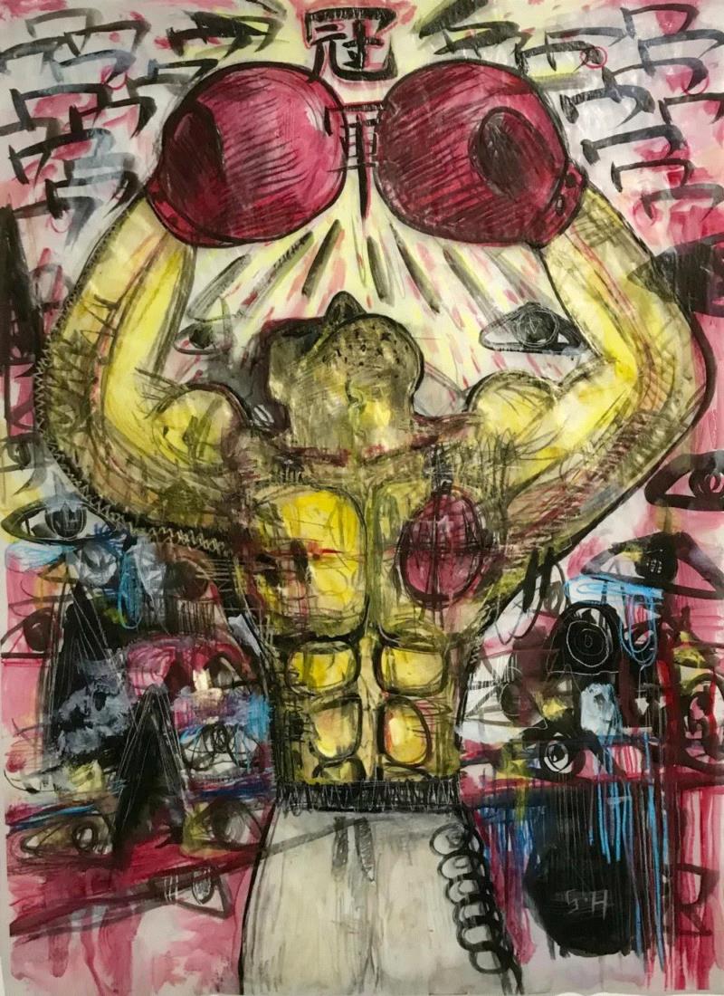 单昊 拳王 综合材料 112×84cm 2017,第3届独立品格提名展（宁波站） | 附获奖名单,品格,宁波站,名单,油画,材料,丙烯,纸本,水墨,底色,雕塑
