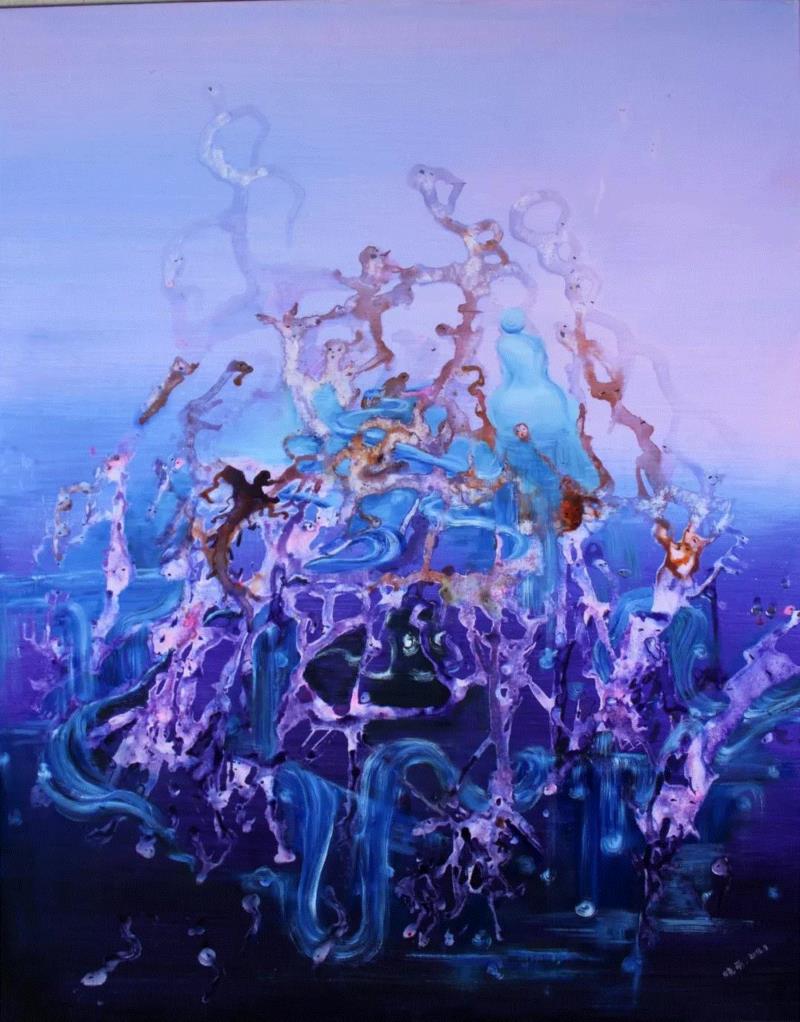 唐明丽 海天之梦系列之十四 布面油画 80×100cm 2017,第3届独立品格提名展（宁波站） | 附获奖名单,品格,宁波站,名单,油画,材料,丙烯,纸本,水墨,底色,雕塑