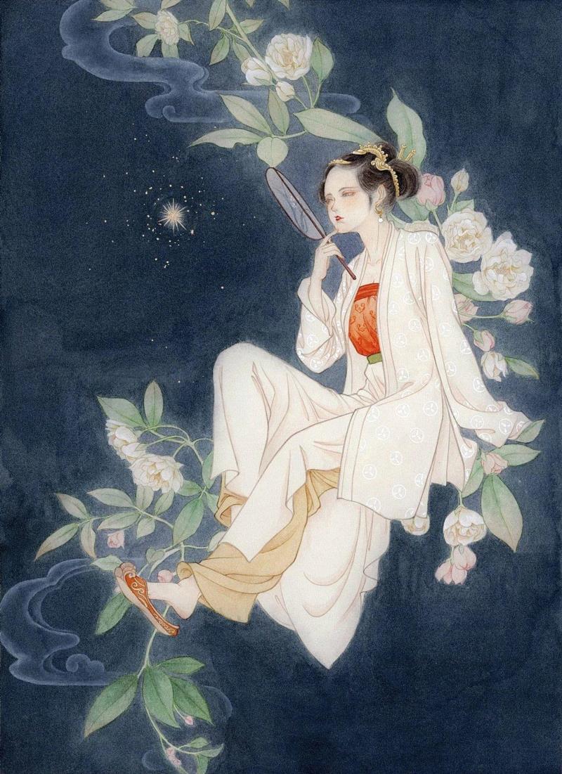 水彩丨她用插画诠释了什么叫神仙画画,插画,水彩,神仙,插画师,画眉,红线,将军,上方,右上,下面