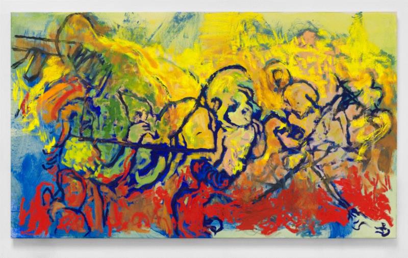 ▲ 丽塔·亚克曼，《原色域中的轮廓》，2018 – 2019，油彩 画布，119