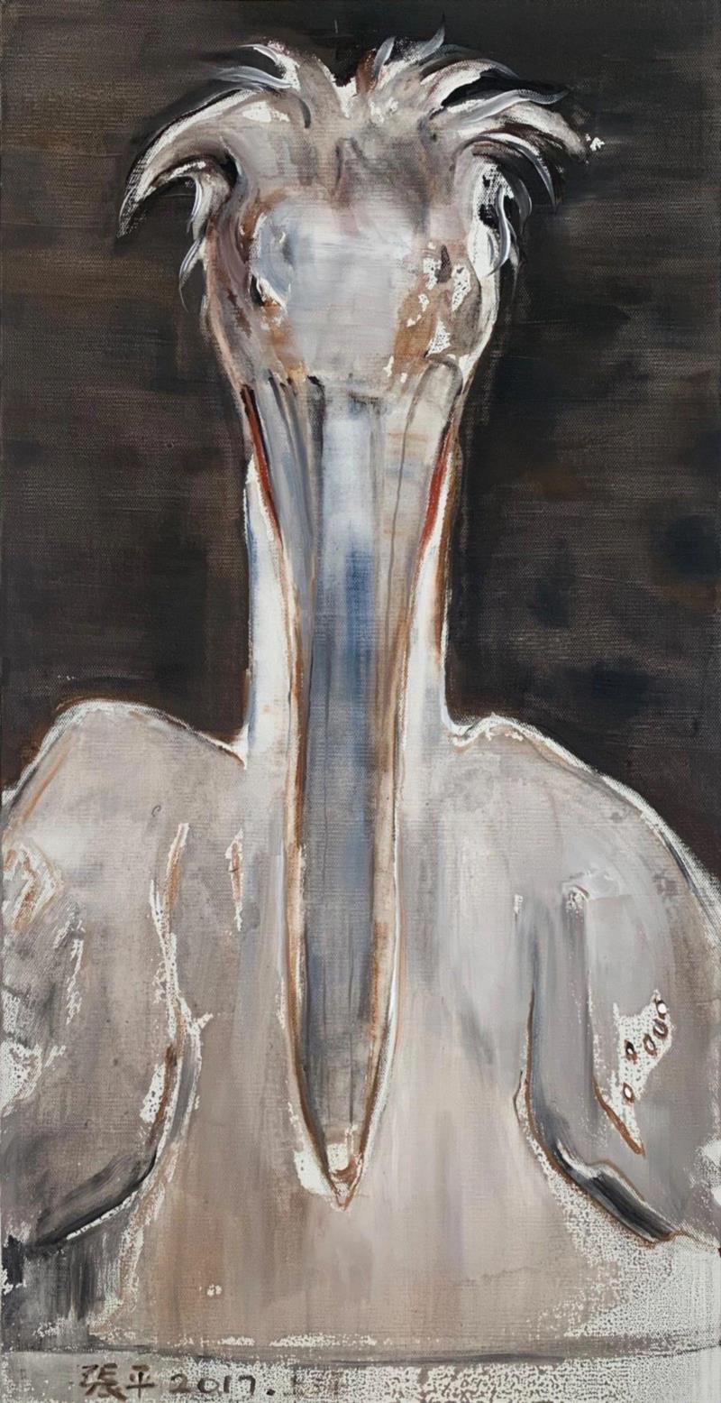 鹈鹕 2 | 布面丙烯 | 53x103cm | 2018,展览 | 醍醐 —— 张平个展 | 开幕,醍醐,张平,丙烯,2018鹈鹕,鹈鹕,张子康,初心,实相,com,Ping