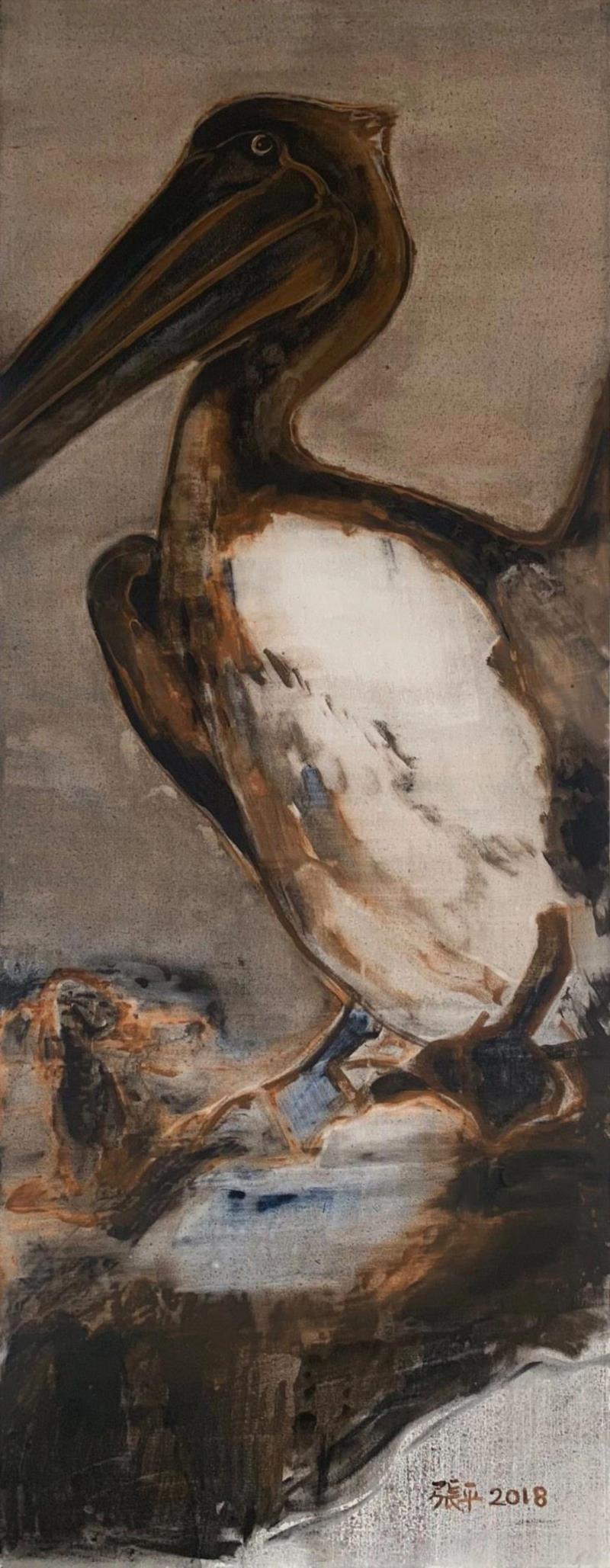 鹈鹕 8 | 布面丙烯 | 175x70cm | 2018,展览 | 醍醐 —— 张平个展 | 开幕,醍醐,张平,丙烯,2018鹈鹕,鹈鹕,张子康,初心,实相,com,Ping
