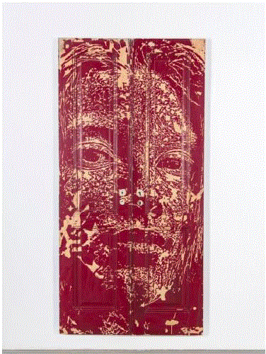 Vhils, Depict Series #09, 2018, Hand carved old wo