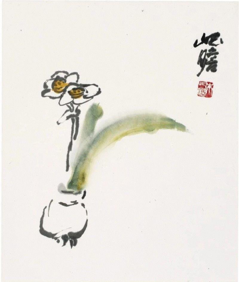朱屺瞻（1892-1996）《水仙》,朱屺瞻：忠于自己的面目 — 水石轩收藏书画精选 | 即日至3月22日,书画,朱屺瞻,水石,佳士得,日本,画坛,绘画,藏家们,之中,静物