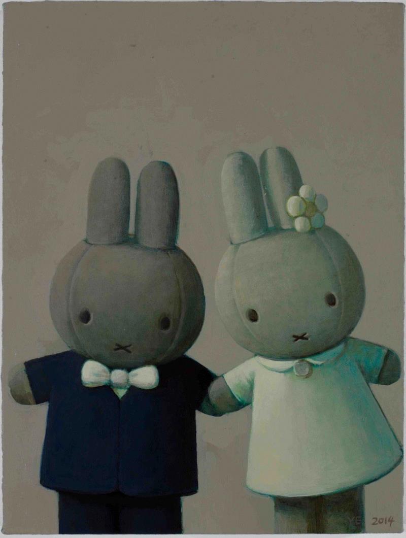《米菲结婚》，2014,新闻 | 卓纳画廊宣布代理艺术家刘野,刘野,卓纳,丙烯,书本,蒙德里安,绘画,威尼斯双年展,香港,文学,包豪斯