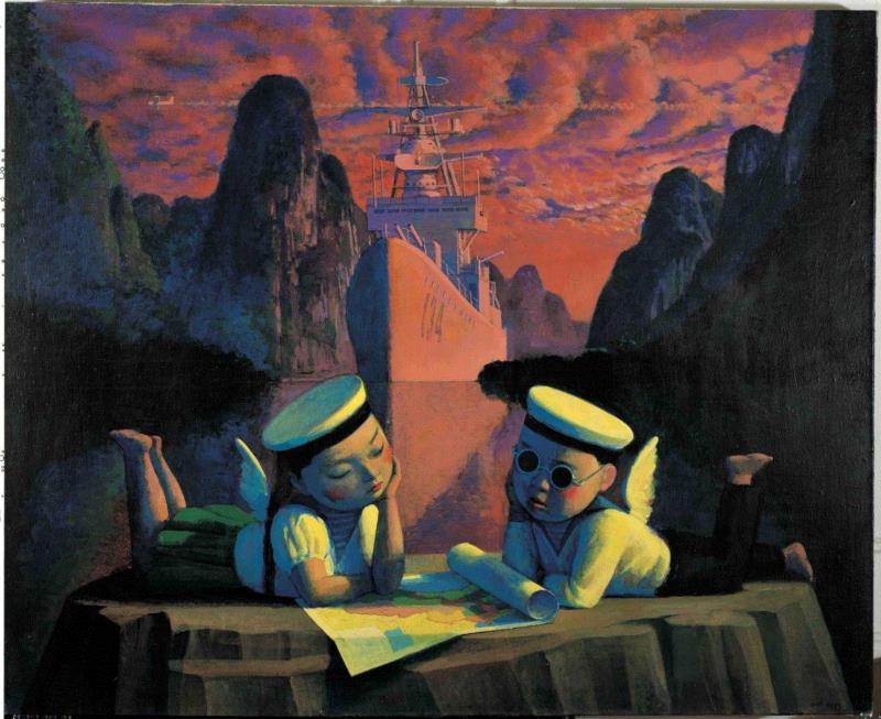 《战舰儿童》，1996,新闻 | 卓纳画廊宣布代理艺术家刘野,刘野,卓纳,丙烯,书本,蒙德里安,绘画,威尼斯双年展,香港,文学,包豪斯