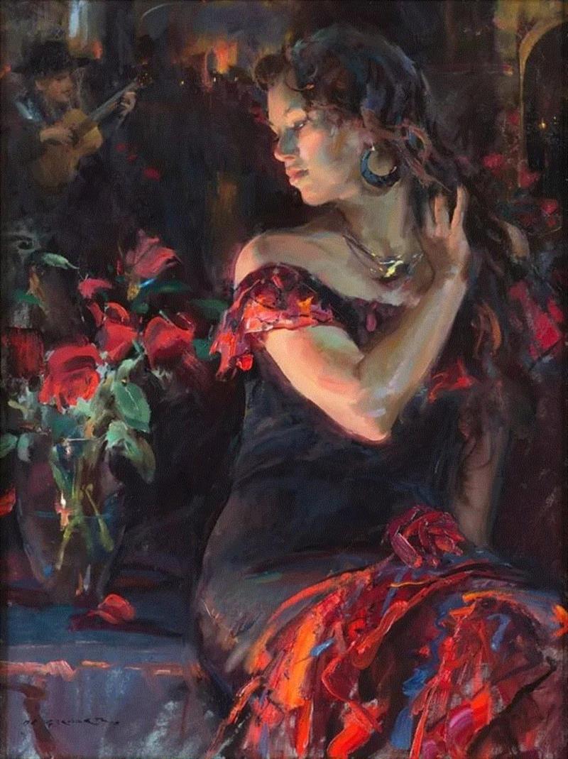 ?浪漫写实主义风格的油画作品,写实主义,油画,上方,Daniel,美国芝加哥艺术学院,女性,少女,牧场,田园诗,人物