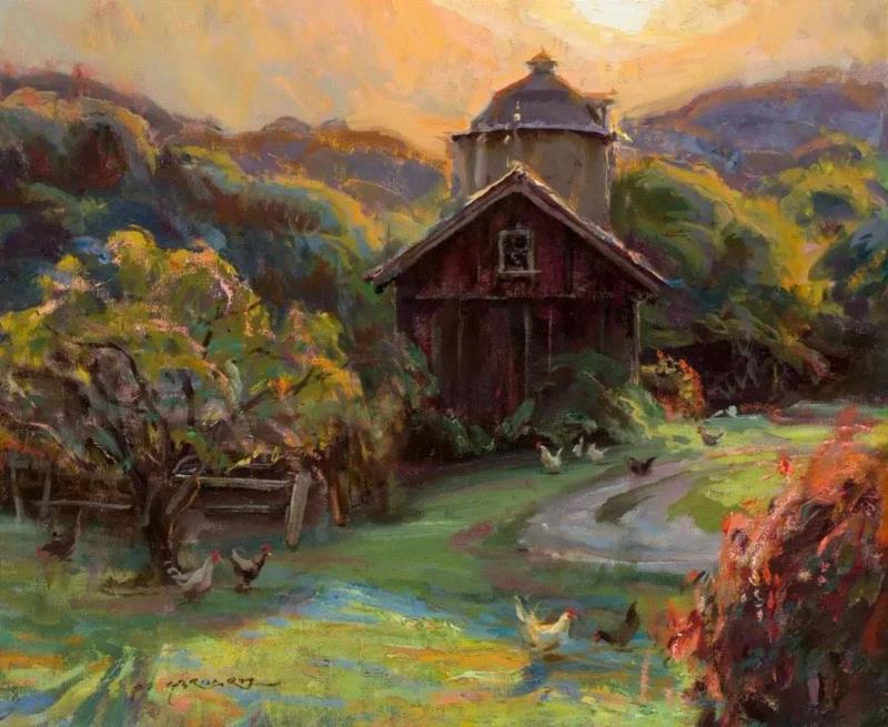 ?浪漫写实主义风格的油画作品,写实主义,油画,上方,Daniel,美国芝加哥艺术学院,女性,少女,牧场,田园诗,人物