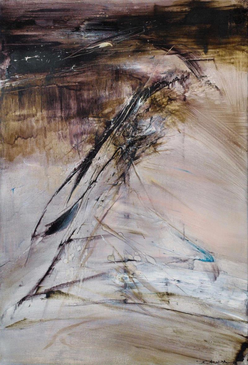 赵无极《现当代艺术》130×89cm 布面油彩 1964,从现代到当代,浪漫的巴黎对中国艺术的影响还留存多少?,巴黎,先驱,徐悲鸿,油彩,当年,常书鸿,林风眠,吕斯百,吴作人,刘海粟