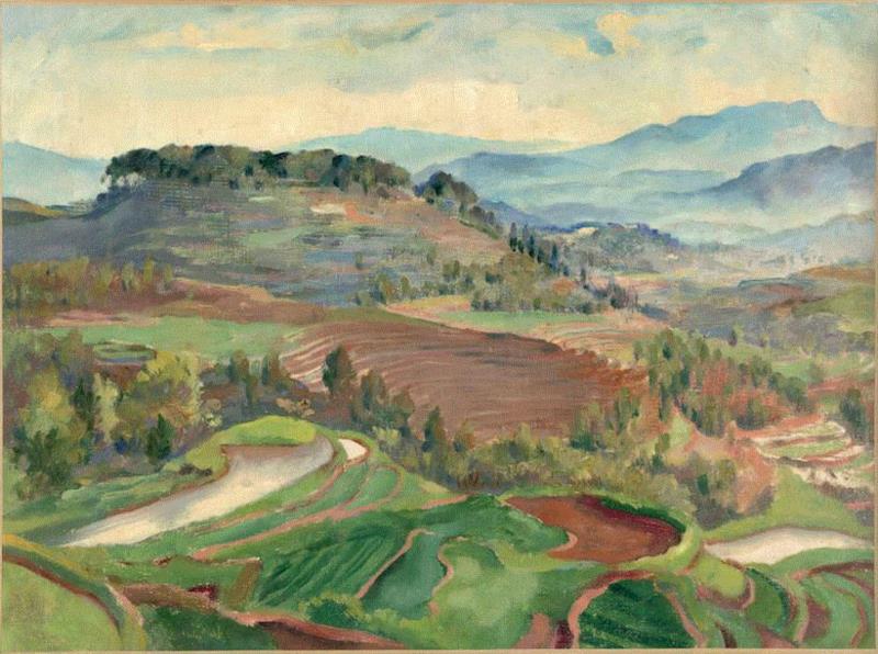 唐一禾《江津写生之一》38×47cm 布面油彩 1941,从现代到当代,浪漫的巴黎对中国艺术的影响还留存多少?,巴黎,先驱,徐悲鸿,油彩,当年,常书鸿,林风眠,吕斯百,吴作人,刘海粟