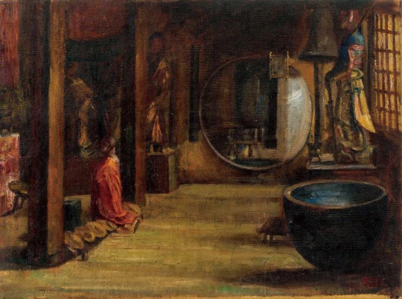 吕霞光《殿堂》38×50.5cm 布面油彩 1930年代,从现代到当代,浪漫的巴黎对中国艺术的影响还留存多少?,巴黎,先驱,徐悲鸿,油彩,当年,常书鸿,林风眠,吕斯百,吴作人,刘海粟