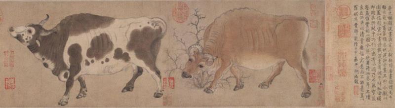 故宫修复名师孙承枝花费八个月把这幅大小破洞五百多处的《五牛图》补缀得完好如初，天衣无缝。,文物修复到底怎么修？,文物,漆器,器物,画心,青铜器,书画,颜色,案例,全色,彩绘