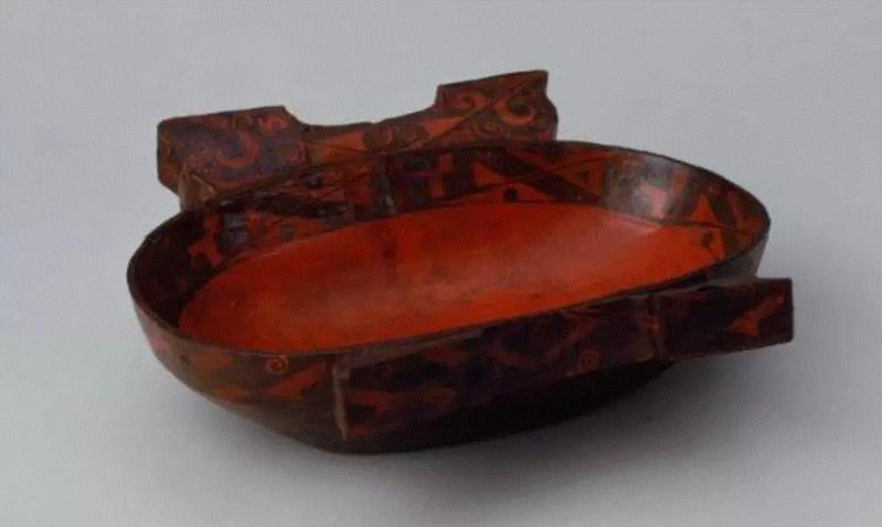 彩绘漆涡纹方耳杯 / 故宫博物院藏,文物修复到底怎么修？,文物,漆器,器物,画心,青铜器,书画,颜色,案例,全色,彩绘