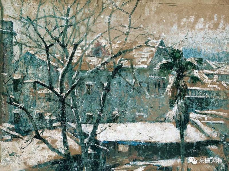 《雪后多伦路》&nbsp;&nbsp;水彩&nbsp; 1957年,【东栅艺术论坛】遇见胡曰龙老师 (修订版),胡曰龙,东栅,修订版,胡老师,油画,画室,美院,水彩,教授,艺风