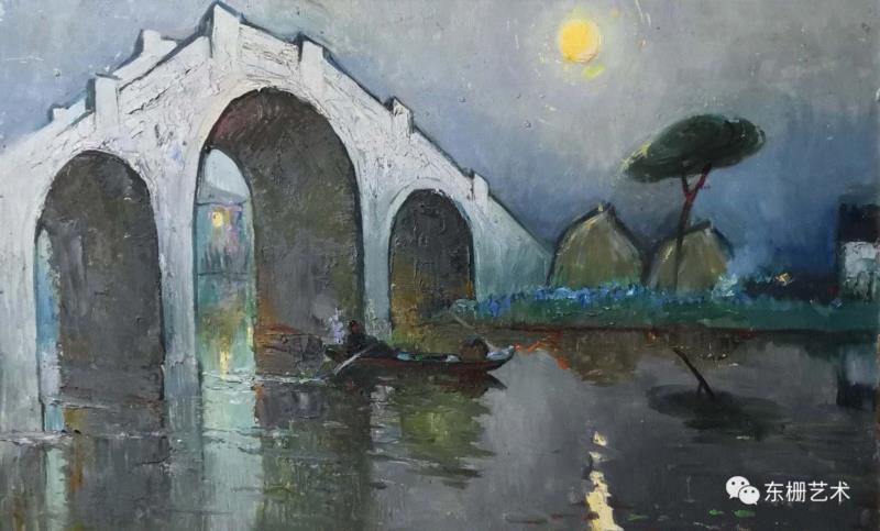 《嘉兴哑巴桥》&nbsp;&nbsp;水粉&nbsp; 1975年,【东栅艺术论坛】遇见胡曰龙老师 (修订版),胡曰龙,东栅,修订版,胡老师,油画,画室,美院,水彩,教授,艺风