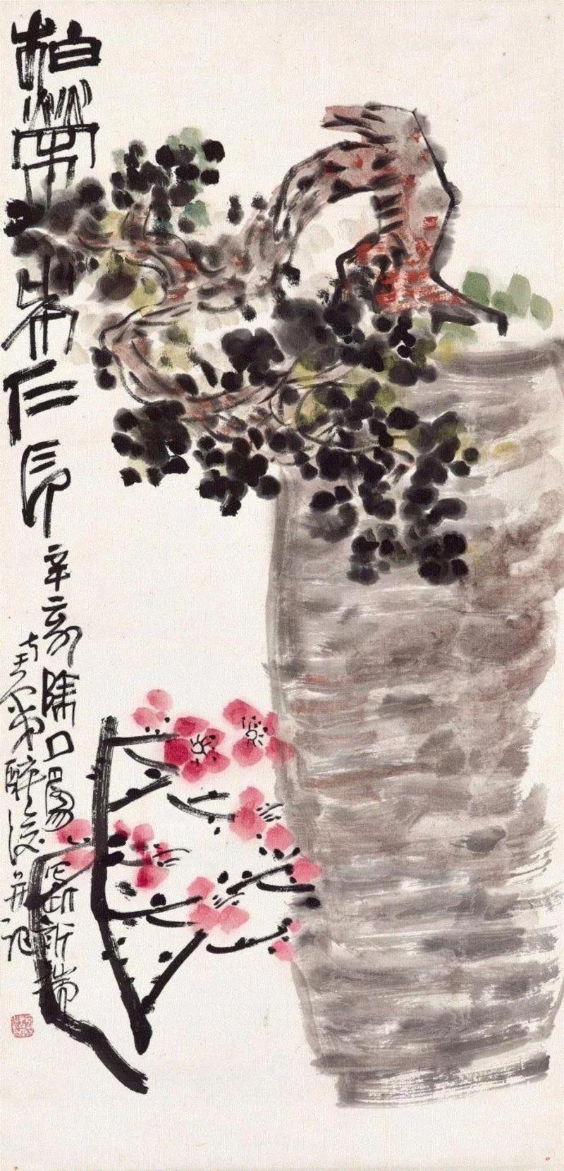 陈子庄 柏梅图&nbsp;,最具魏晋风神的画家，美术史中被隐逸的大师！,魏晋,风神,美术史,陈子庄,齐白石,成都,黄宾虹,书法,花鸟,山水画