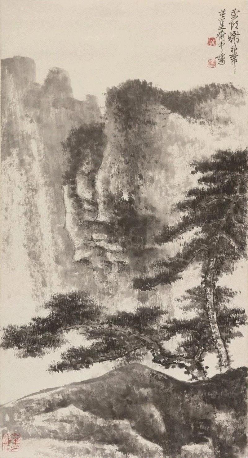 谢稚柳《深山古松》,纽约亚洲艺术周 | 中国近现代书画九件重点推介,亚洲,近现代,书画,水墨,拍品,纸本,沈周,张大千,纽约蘇富比中国书画部,行书