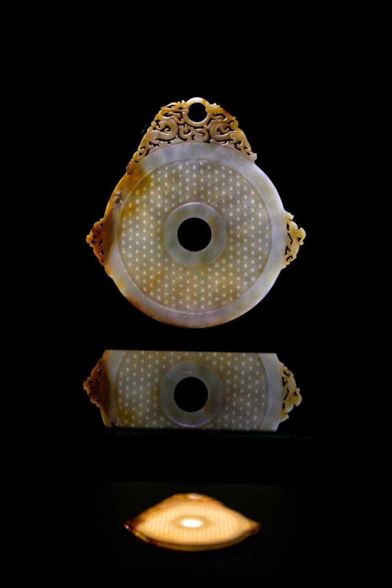 青玉龙螭衔环谷纹璧,定州博物馆：梦回中山 遗响千年,中山,定州博物馆,佛教,定州,文物,透雕,白釉,北宋,定州市,穆王