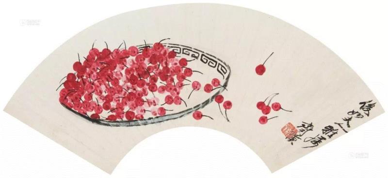 齐白石的红樱桃,真绝!,齐白石,红樱桃,樱桃,女儿,口色,人口,上方,瓷盘,瞬间,颜色