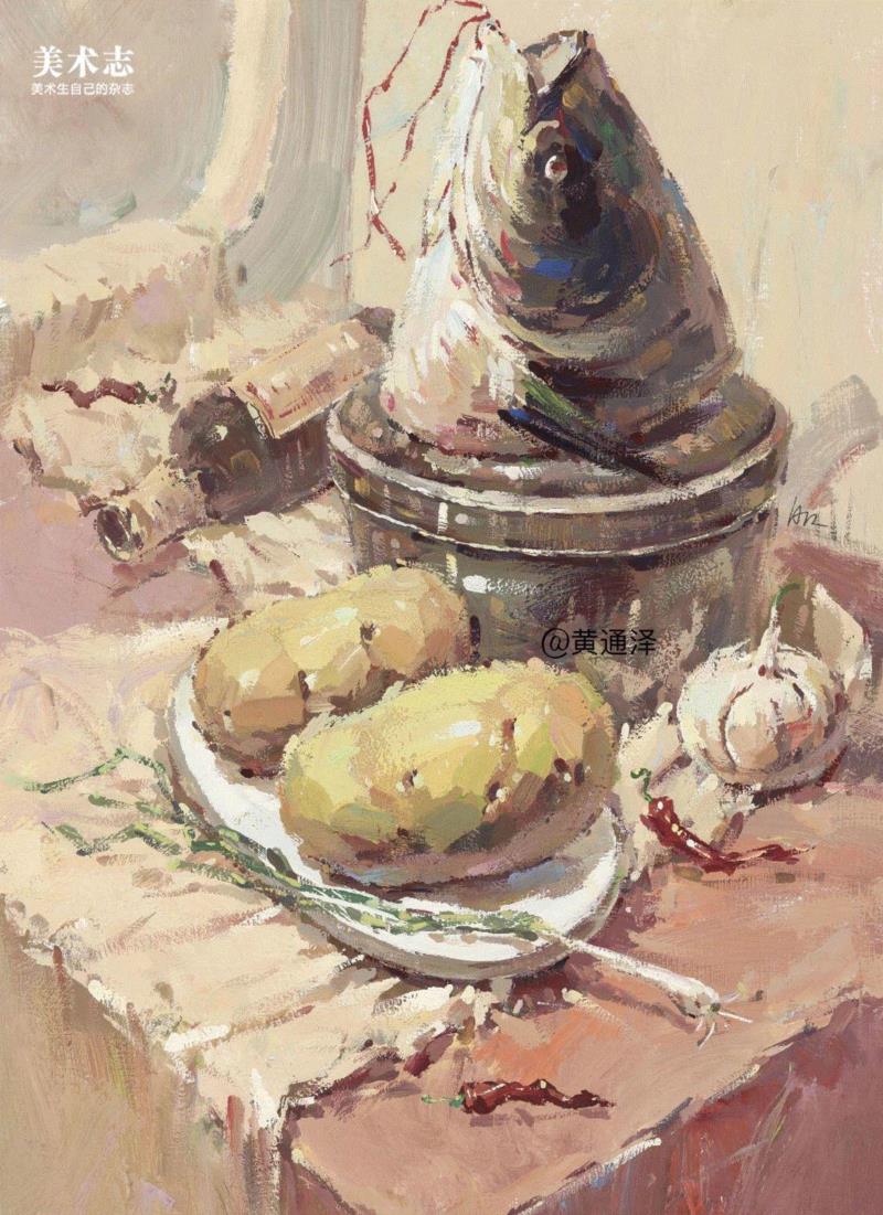 增强内心的感受，是画好色彩的关键！—— 黄通泽,黄通泽,关键,黄老师,刮刀,小志,白菜,静物,颜色,水粉,油画