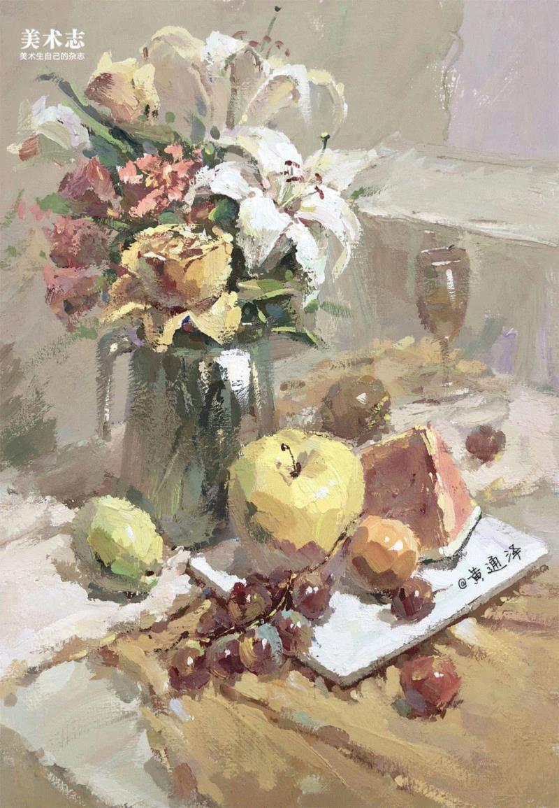 增强内心的感受，是画好色彩的关键！—— 黄通泽,黄通泽,关键,黄老师,刮刀,小志,白菜,静物,颜色,水粉,油画