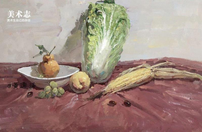 增强内心的感受，是画好色彩的关键！—— 黄通泽,黄通泽,关键,黄老师,刮刀,小志,白菜,静物,颜色,水粉,油画