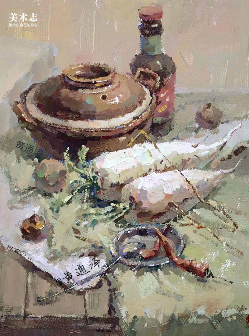 增强内心的感受，是画好色彩的关键！—— 黄通泽,黄通泽,关键,黄老师,刮刀,小志,白菜,静物,颜色,水粉,油画