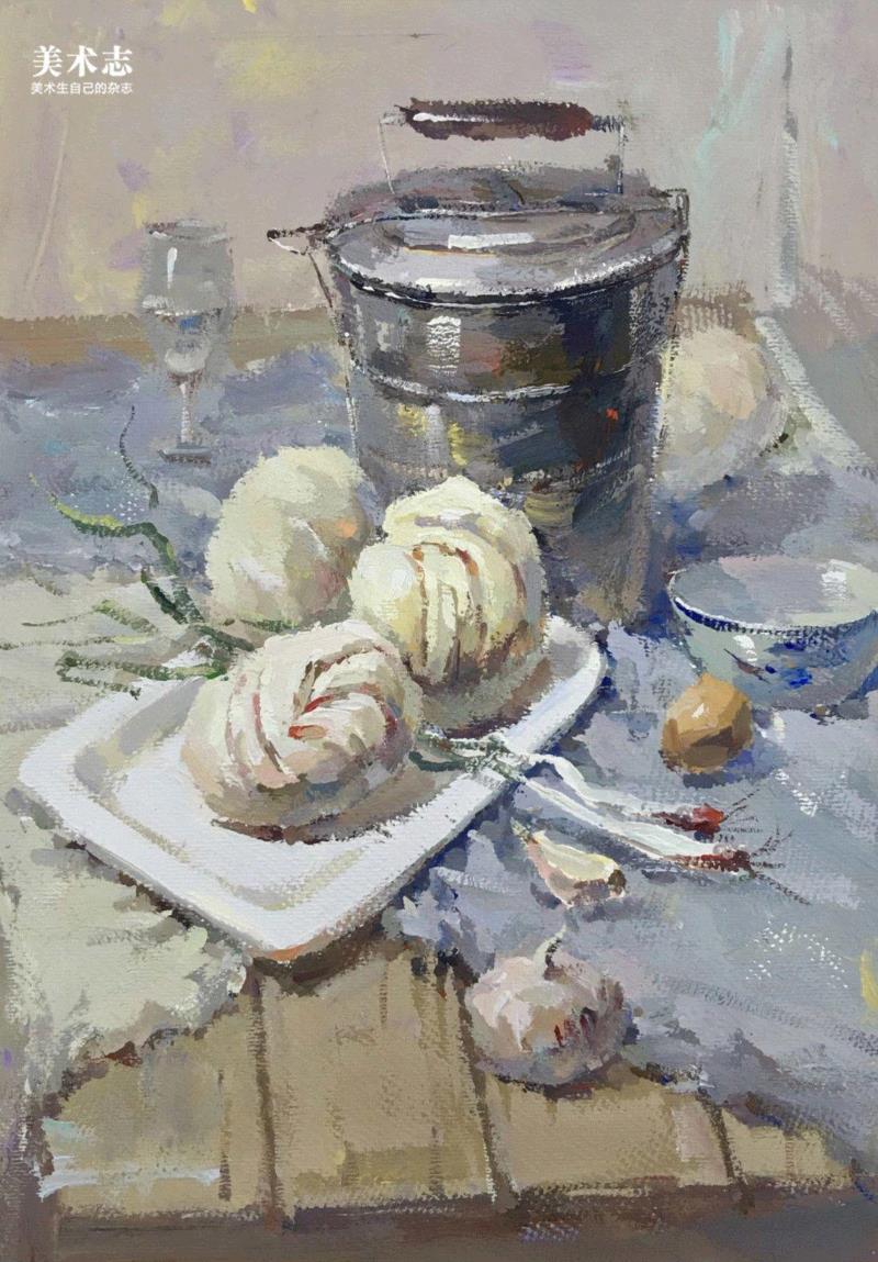 增强内心的感受，是画好色彩的关键！—— 黄通泽,黄通泽,关键,黄老师,刮刀,小志,白菜,静物,颜色,水粉,油画