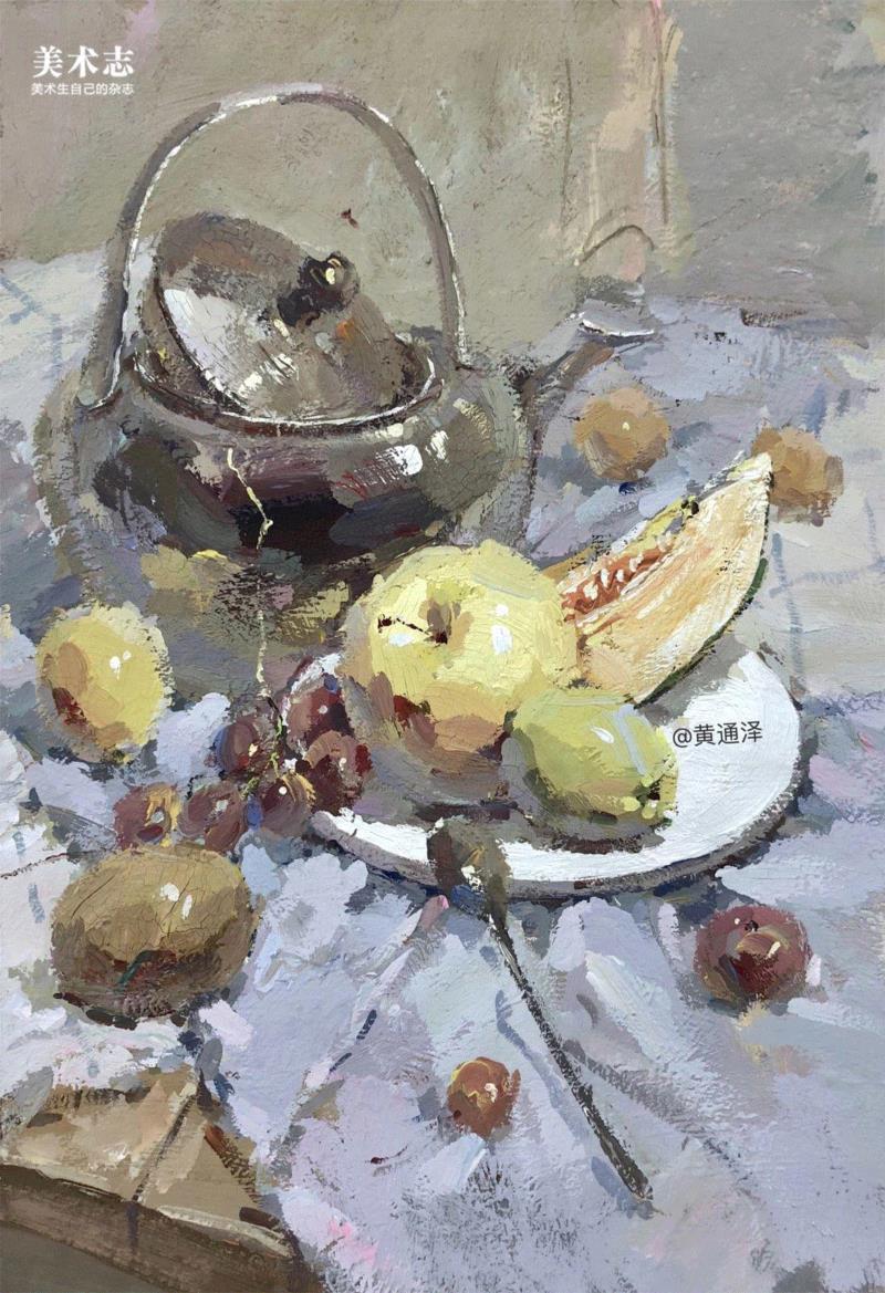 增强内心的感受，是画好色彩的关键！—— 黄通泽,黄通泽,关键,黄老师,刮刀,小志,白菜,静物,颜色,水粉,油画
