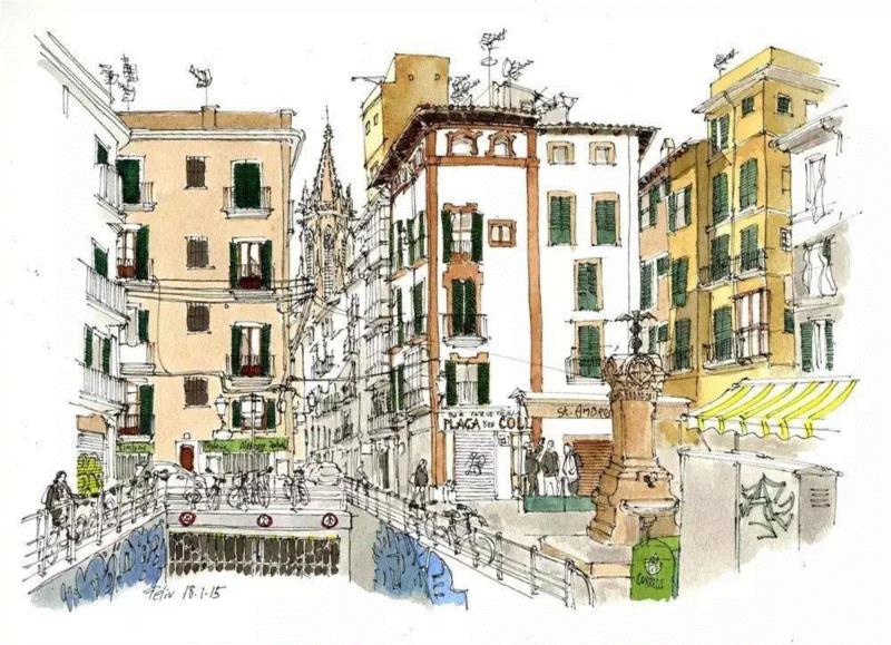 线性速写溜的可以代替相机了,以后出门就带只笔吧!,线性,相机,西班牙,Renom,彩头,关键,陈建龙,彩铅,人物,日本