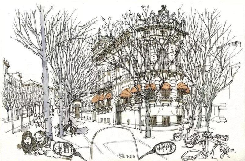 线性速写溜的可以代替相机了,以后出门就带只笔吧!,线性,相机,西班牙,Renom,彩头,关键,陈建龙,彩铅,人物,日本