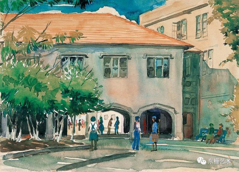 《行知艺术学校》&nbsp;&nbsp;水彩&nbsp;&nbsp;&nbsp;1955年,【东栅艺术论坛】遇见胡曰龙老师,胡曰龙,东栅,胡老师,油画,画室,美院,水彩,教授,艺风,南湖