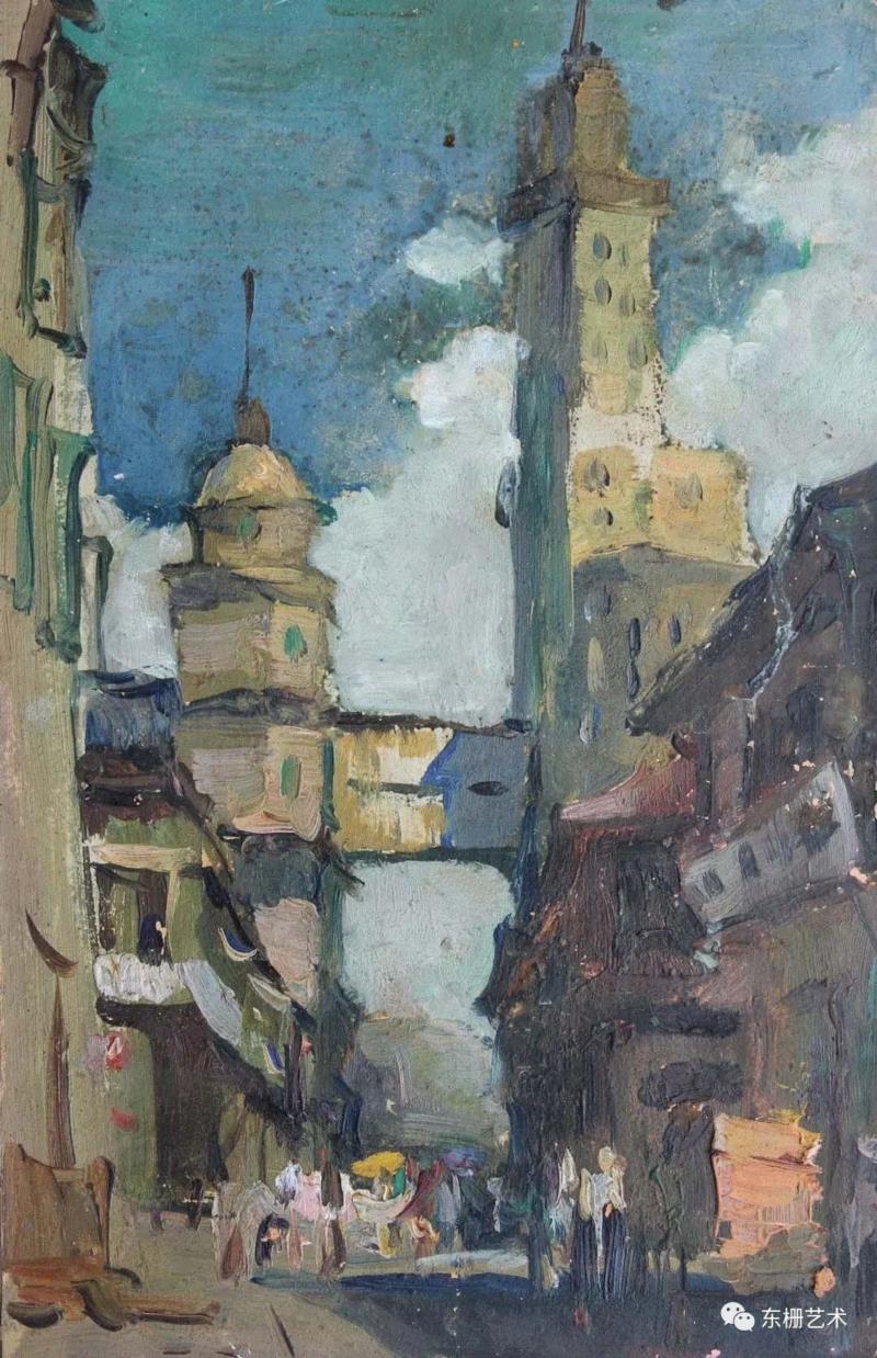 《永安公司》 19×29cm&nbsp; 木板油画&nbsp; 1960年,【东栅艺术论坛】遇见胡曰龙老师,胡曰龙,东栅,胡老师,油画,画室,美院,水彩,教授,艺风,南湖