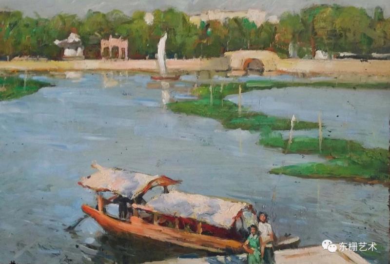 《南湖渡口》 水粉&nbsp; 1975年,【东栅艺术论坛】遇见胡曰龙老师,胡曰龙,东栅,胡老师,油画,画室,美院,水彩,教授,艺风,南湖