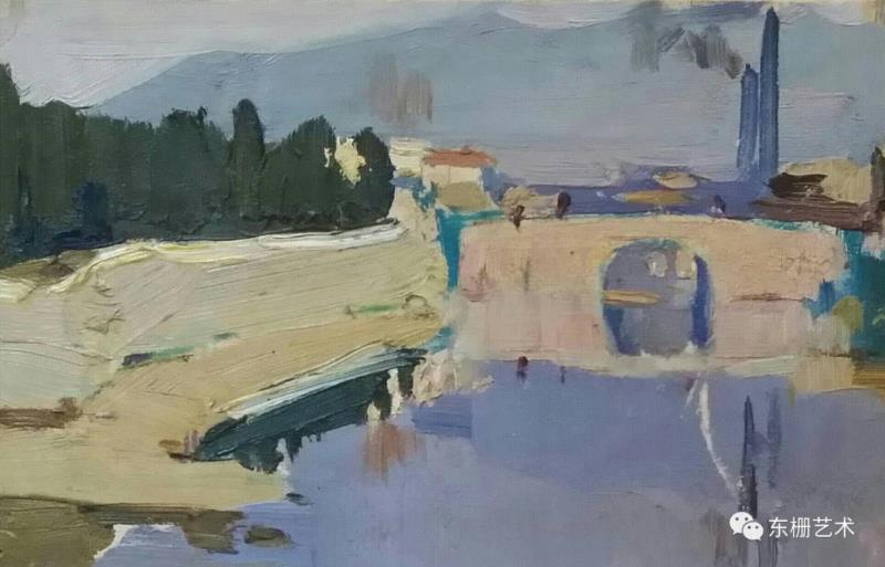 《温州城郊》 纸板油画&nbsp; 20x13cm&nbsp; 1964年,【东栅艺术论坛】遇见胡曰龙老师,胡曰龙,东栅,胡老师,油画,画室,美院,水彩,教授,艺风,南湖