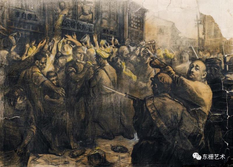 《温州抢米风潮》 素描&nbsp; 1965年,【东栅艺术论坛】遇见胡曰龙老师,胡曰龙,东栅,胡老师,油画,画室,美院,水彩,教授,艺风,南湖