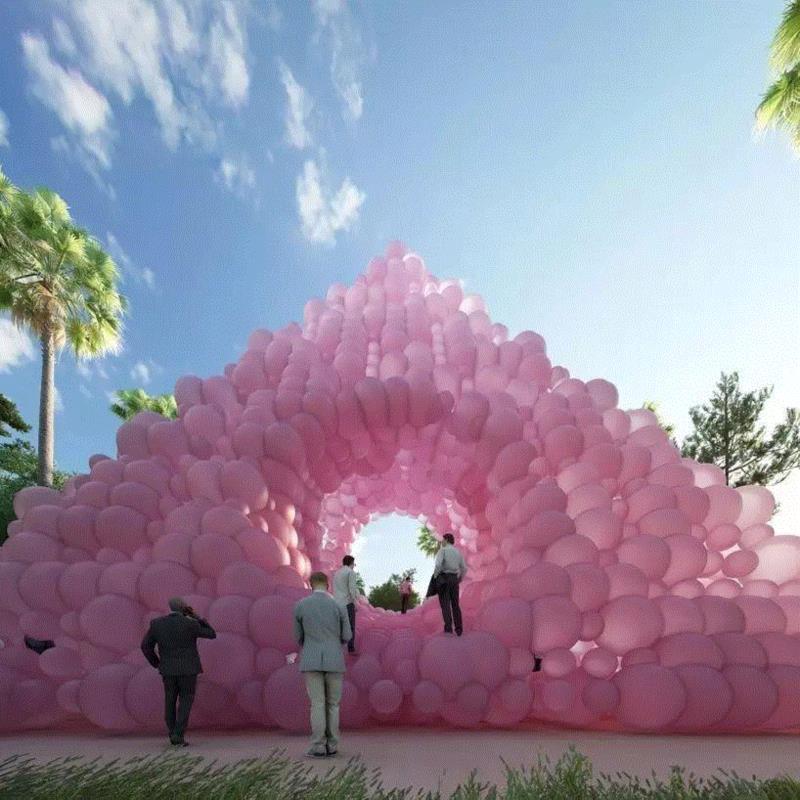 物质与形式的体验丨以气球金字塔为例,金字塔,公共艺术,气球