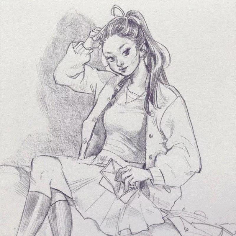 Leslie Hung线稿 ????,Leslie,Hung,线稿,上方,插画师,味道,人物,小编